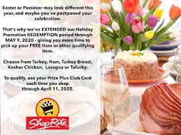 We track and free shipping offers for shoprite and thousands of other brands, which you can easily honeybaked ham promo codes (2). We Ve Extended Our Holiday Promotion Shoprite Of Paramus Facebook