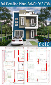 Sketchup Home Design Plan 6x10m With 4 Rooms Samphoas Plansearch Architectural House Plans House Layout Plans House Plans