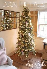 Sharing My Diy Decorated Tree Today Complete With Ornaments You Can Make Yourself Including A Pencil Christmas Tree Slim Christmas Tree Country Christmas Trees