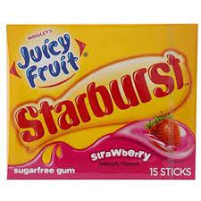 Strawberries, bananas, oranges, kiwi… the list goes on and on. Juicy Fruit Starburst Strawberry Sugarfree Gum 15 Sticks American 1 99