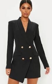 Black Gold Button Blazer Dress 62 00 Blazer Dress Fashion Women Dress Online