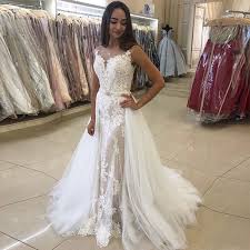 You can reach our dresses by clicking the links below; Elegant Mermaid Wedding Dress With Detachable Train Appliques Tulle Skirt 2019 New Vestido De Novia Sweep Train Bridal Dress Wedding Dresses Aliexpress