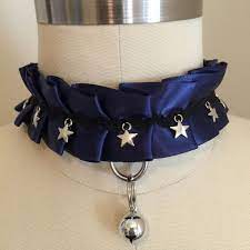 Starry Night Midnight Blue Kitten Play Collar Cosplay Collar Pet Play Collar Kitten Play Collar Neck Choker Leather Chokers