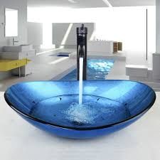 bathroom oval tempered glass vessel