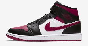 Women S Air Jordan 1 Mid Black White Noble Red Pin On Shoes