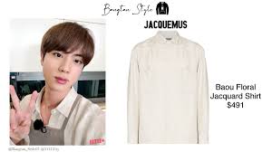 May be an image of flower. Bangtan Style Pa Twitter Run Bts Episode 125 Seokjin Wears Jacquemus Baou Floral Jacquard Shirt 491 Jin Bts Twt