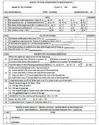 Algebra class 6 extra questions. Cbse Class 6 Mathematics Algebra Worksheet
