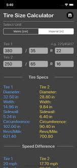 Tire Size Calculator Plus Ios Apps For Iphone And Ipad Nitrio