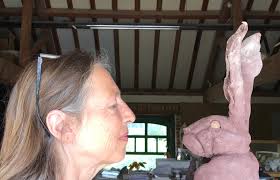 SOLD Sitting Fox: Stoneware Sculpture by Elaine Peto