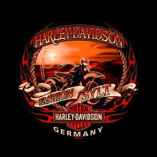 Fully restored vintage travel poster from germany. Sylt Chapter Harley Davidson Dealers Harley Davidson Harley Shirts