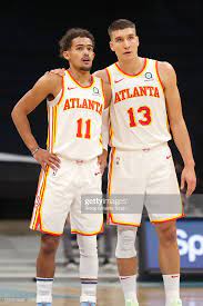 Trae Young And Bogdan Bogdanovic Of The Atlanta Hawks Talk Against In 2021 Atlanta Atlanta Hawks Young