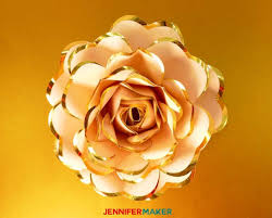 Free tutorial with pictures on how to make a flowers & rosettes in under 10 minutes by papercrafting and paper folding with scissors, paper, and glue. Rose Gold Paper Flower Foil Edged Heart Shaped Petals Jennifer Maker