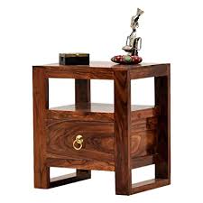 Parquet 23.5 reclaimed wood end table. Bg Furniture Sheesham Wood Bedside Table Drawer And Shelf Sofa Side Table Teak Finish Amazon In Furniture
