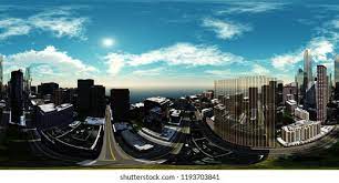 Hdri Equirectangular Projection Spherical Panorama Cityscape Ilustracoes Stock 1193703841
