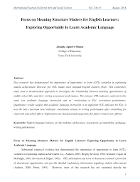 Pdf Focus On Content Meaning Structures Matters For English Learners Exploring Opportunity To Learn Academic Language