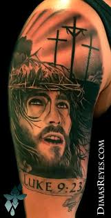 Others select it to represent their devotion and even to pay homage. Black And Grey Jesus Christ At Calvary Tattoo By Dimas Reyes Tattoos