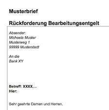 Die gläubigerin ist berechtigt, das darlehen ohne weitere mahnung oder fristsetzung zur sofortigen. Musterbrief Abwehr Von Kreditbearbeitungsgebuhren Download Chip