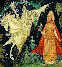 Vasilisa The Beautiful And Baba Yaga Illustrated By Ivan Bilibin White Horseman Russian Folk Art Fairytale Illustration Fairy Tales