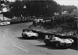 Print Of 1955 Le Mans 24 Hours Mike Hawthorn Ivor Bueb 1st Position Leads Juan Manuel Fangio Stirling Moss Withdrawn Action Le Mans Jaguar Lat