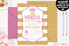 Baby shower is unique celebration for coming birth of a new baby and to celebrate the transformation of a woman into a mother. Gold And Pink Little Princess Baby Shower Invitation Template By Violetprints Thehungryjpeg Com