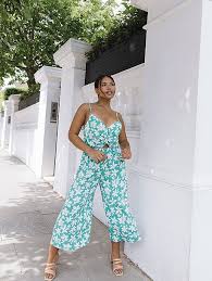 Green Floral Print Twist Front Jumpsuit Women George At Asda