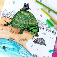 This adult coloring book contains 40 turtle coloring pages in paisley, henna and mandala style designs that are designed to promote stress relief and relaxation. Turtles Together Turtle Coloring Page For Adults Arts And Crackers