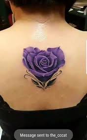 My Very Own Purple Heart Rose Tattoo Located On My Upper Middle Back Tattoosonback Purple Rose Tattoos Purple Flower Tattoos Rose Tattoo Design