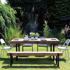 Industrial Outdoor Sleeper Table Trestle Base Etsy In 2020 Pallet Furniture Outdoor Outdoor Dining Table Outdoor