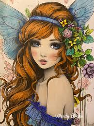 Hummingbird Fairy Fairies 3 Christine Karron Prismacolors