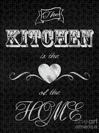 Tasteful matching in terms of cabinets, flooring, and countertops became trendy, with warmer colors, oak cabinets, and wooden furniture making their way into the kitchen. The Kitchen Is The Heart Of The Home Chalk Art Puzzle For Sale By Tina Lavoie