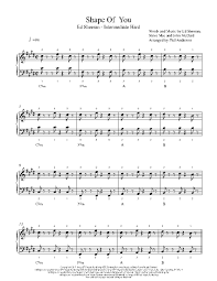 Shape Of You By Ed Sheeran Piano Sheet Music Intermediate Level Sheet Music Piano Sheet Music Violin Sheet Music