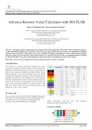 Pdf Advance Resistor Value Calculator With Matlab