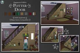 Pepperoni Puffin Potter Door Make A Functional Room Under Your Sims 4 Custom Content Sims Sims 4 Cc Stairs Functional