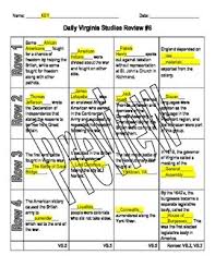 Virginia Studies Daily Review Ws Quiz Bundle 4th 5th Gr Updated 2016 Sol S Virginia Studies Daily Review Social Studies Lesson