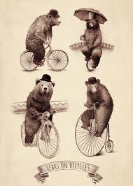 Bears On Bicycles Metal Poster Eric Fan Displate Bicycle Art Print Bear Art Bear Illustration