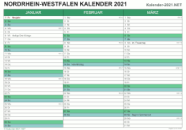 Kalender 2020 zum ausdrucken kostenlos. Kalender 2021 Nordrhein Westfalen