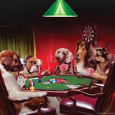 Funny Picture Of Five Dogs Playing Poker Together In A Parody Of C M Coolidge Who Painted A Series Of Such Animal Imag Dogs Playing Poker Funny Paintings Dogs