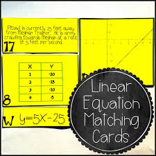 Linear Equation Card Match Slope Intercept Form Writing Linear Equations Linear Equations Word Problem Equations