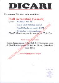 Ilmu Pengetahuan 1 Lowongan Kerja Terbaru Garment