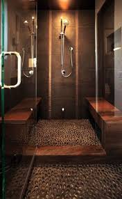 35 Dark Brown Bathroom Floor Tile Ideas And Pictures Shower Remodel Stone Shower Pebble Floor