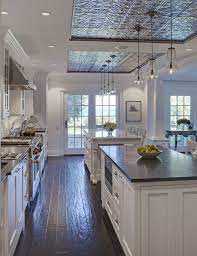 Kitchen Ceiling Design Above Island Pressed Tin Tiles In Kitchen Tin Ceiling Tiles From The Kitchen Ceiling Design Rustic Farmhouse Kitchen Spacious Kitchens