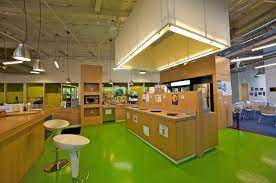 Mini-kitchen in Google's Mountain View headquarters, which is known as the Googolplex. Image credit: Google | Open office design, Micro kitchen, Google office