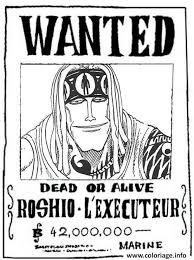 Coloriage One Piece Wanted Roshio Lexecuteur Dead Or Alive Dessin One Piece  à imprimer