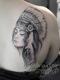 The native american culture is a very old and spiritual one. Red Indian Girl With Eyes Closed Tattoo Inkvasion Tattoo Studio Singapore