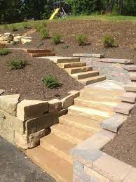 Sandstone Staircase Landscaping On A Hill Landscaping Retaining Walls Landscape Construction
