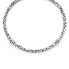 Fope Necklace Twin Star Silver And Palladium Necklace Silver Palladium