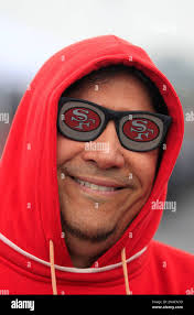 A San Francisco 49ers fan is shown outside Candlestick Park before the NFC  Championship NFL football game between the San Francisco 49ers and the New  York Giants Sunday, Jan. 22, 2012, in