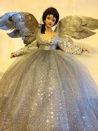 Black Angel Christmas Tree Topper Walmart Silver Belleza Divina Christmas Angel Tree Topper Dark Haired Handcrafted Porcelain Treetop Ooak Christmas Angels Angel Tree Topper Angel Tree