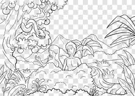 Adam and eves sin bible coloring page. Adam And Eve Garden Of Eden Coloring Book Bible Child Transparent Png