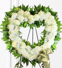 Finding the right words to help comfort someone grieving is often difficult. White Sympathy Heart Wreath Avas Flowers